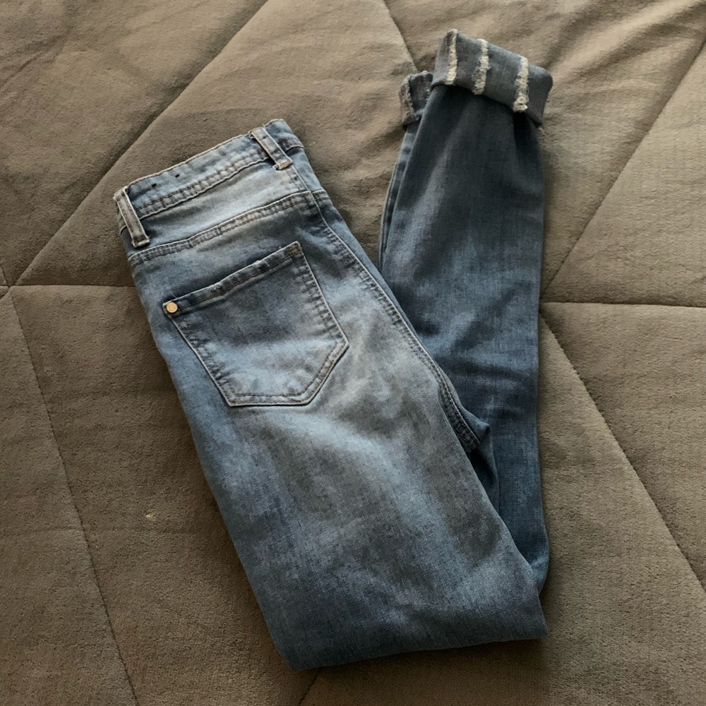 high waisted vintage authentic skinny blue jeans